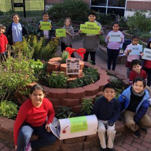 group of children gardening