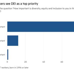 Info graphic bar chart "Gen Z workers see DEI as a top priority"