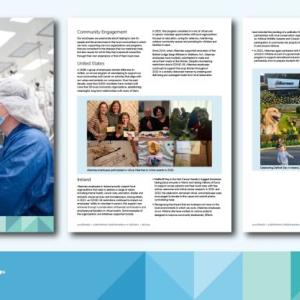 Collection of three excerpt pages from the 2022 Alkermes Corporate Responsibility Report.