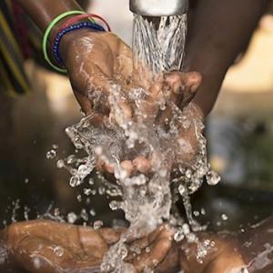 person washing hands