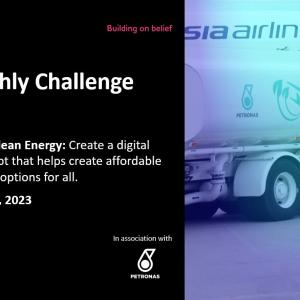 goIT Monthly Challenge. TCS logo. "Affordable clean energy..." Deadline July 31, 2021.
