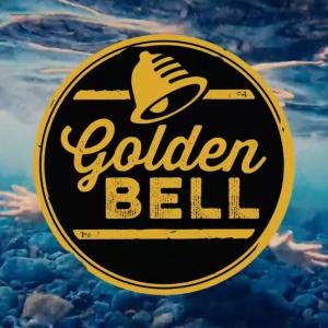 Golden Bell logo over an ocean scene