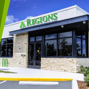 Exterior of a Regions Bank branch office