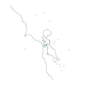 map of losses for bank A, largely based in the San Francisco Bay Area