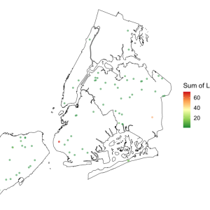 map of losses for bank B, largely based in the New York City