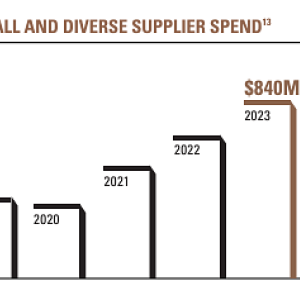 Small and Diverse supplier spend graph from 2019-2023