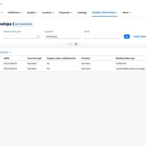 Info graphic screenshot of the SAP program "Manage Relationships" feature.