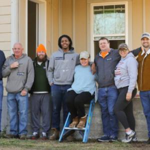 Group outside of a home