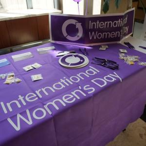 A table with purple items: "International Women's Day"