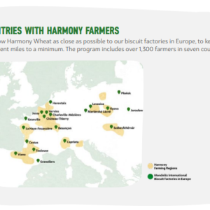 Map of Europe and countries marked with "Harmony Farmers"