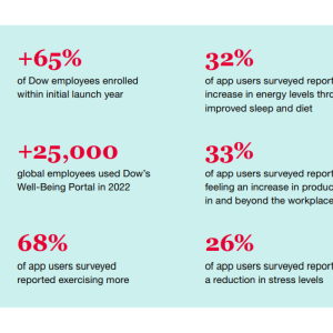 Info graphic statistics of usage of the well-being portal.