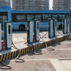 Medium- and Heavy-Duty Vehicles being charged