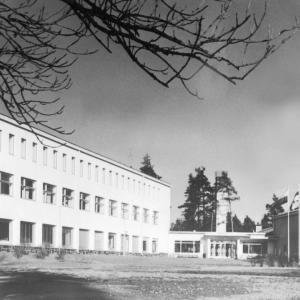 housing complex in black and white