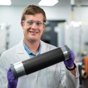 scientist with device with conductive coatings