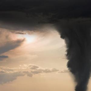 Photo of a tornado in the sky 
