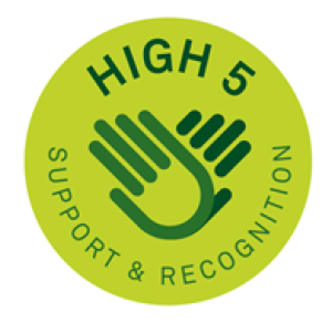 Logo of hands reads: High 5. Support & Recognition