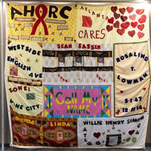 large quilt hanging up