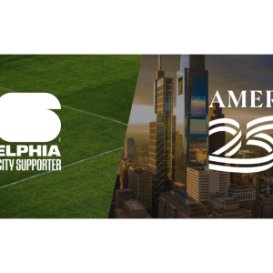 Philadelphia world cup host city supporter and America250 logos