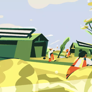 artistic representation of a farm