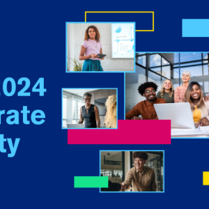 "2023-2024 Corporate Equality Index" and a collage of different people in work environments.