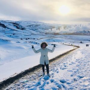 Image of Ghazal Izadi standing in a snowy landscape