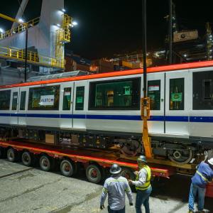 subway car on back of truck