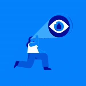 Gif "How will you adapt to a climate impacted future?" A blue background with symbols scrolling "Imagine if forgetting to turn off the lights was a thing of the past?"