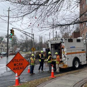electric workers on site