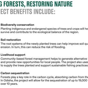 "Planting Forests, Restoring Nature, Key Project Benefits Include:"