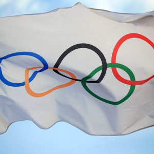 Olympic flag flying