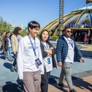 students walking together