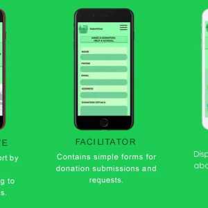 Info graphic showing three screen shots from the sobreviver app