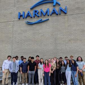 HARMAN Interns shown outside of the HARMAN headquarters.