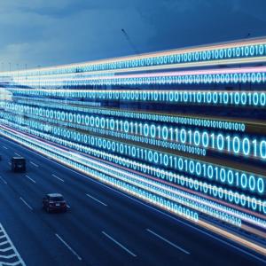 Highway with digital code along the sides