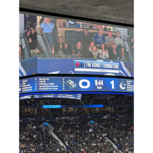 DP World employees and living donors featured on jumbotron at Vancouver Canucks game