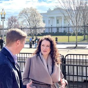 Jason Hartke and Natalie Kopp outside of White House