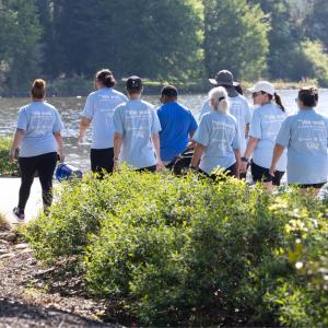 Participants walking in a group