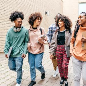 Students walking together on a campus