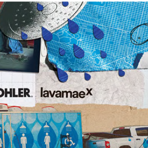 A mural of abstract images "Kohler lavamaex"