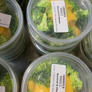 Broccoli and Cheese in to go boxes