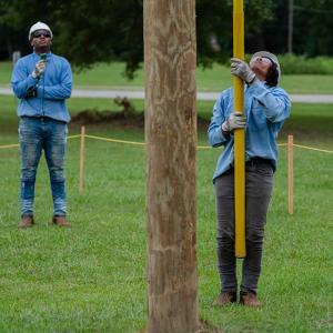 Lineworkers on the ground