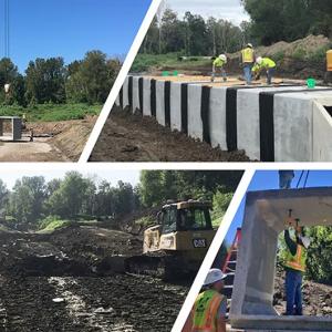 Collage of photo's of people Installing improved water control structures