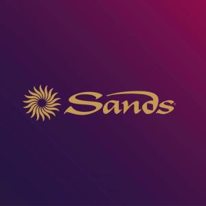 Sands logo on a purple to red gradient background.