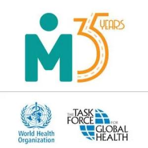 M 35 years and w.h.o. and t.f. for g.h. logos