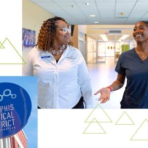 MacKenzie Thompson walking down the hall with someone