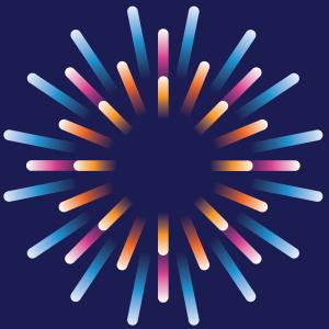 graphic starburst pattern on a dark blue background