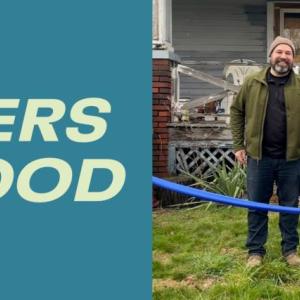 "Pioneers for Good" - three people in a ribbon cutting ceremony