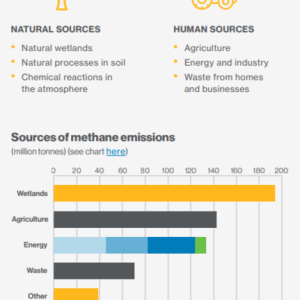 Info graphic bar graph "Sources of methane emissions "