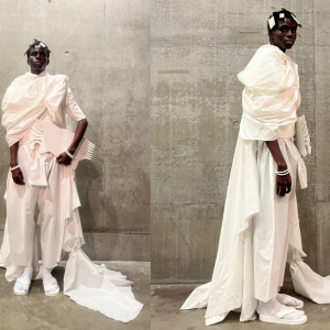 Forward and side view of a model