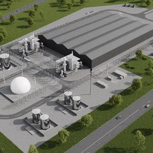 Digital rendering of aerial view of the Mura facility.